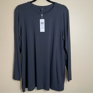 EILEEN FISHER Women’s Graphite Gray Long Sleeve Crew Neck Tunic Top Size L New